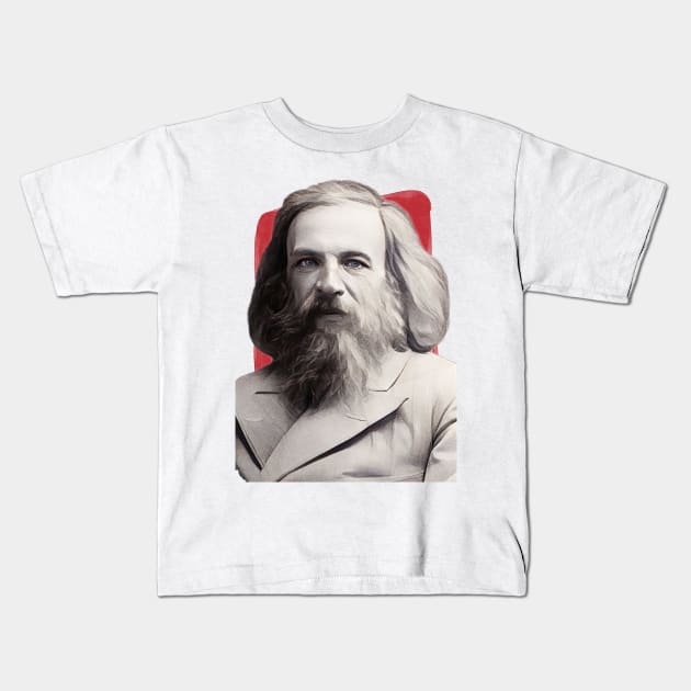 Russian Chemist Dmitri Mendeleev illustration Kids T-Shirt by Litstoy 